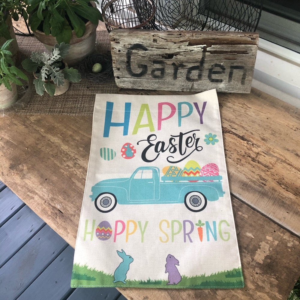 Garden Flag “Happy Easter” Hoppy Spring